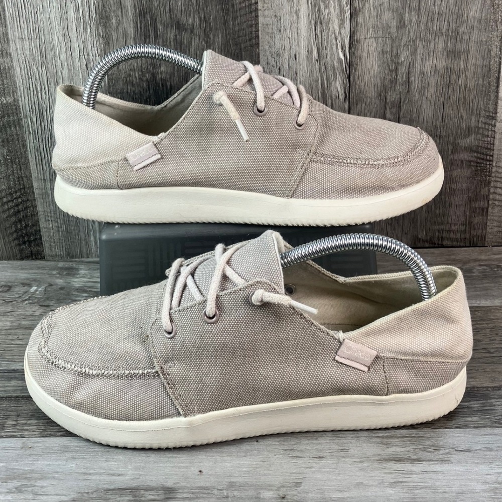 Chaco Paonia Womens 9 Tan Canvas Slip On Moc Toe Sneakers JCH109148 Beige